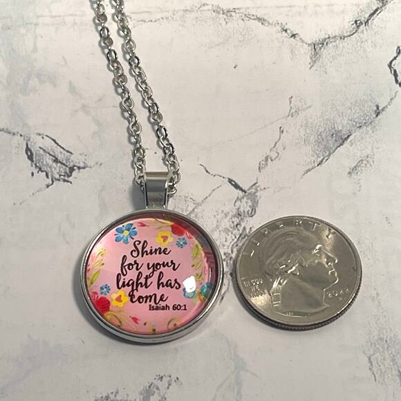 Scripture Necklace Pendant Faith Necklace Isaiah 60:1 New - Picture 5 of 7
